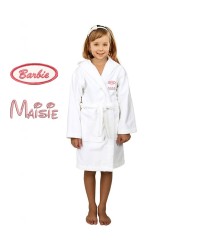 Pink Brb Design & Custom Name Embroidery on Kids Hooded Bathrobe